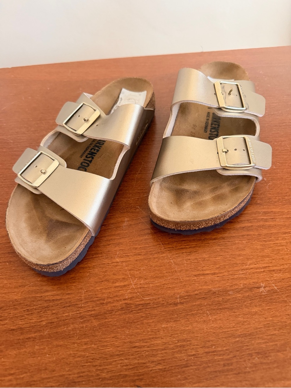 Birkenstock Kids Two-Strap Sandals in Metallic Gold